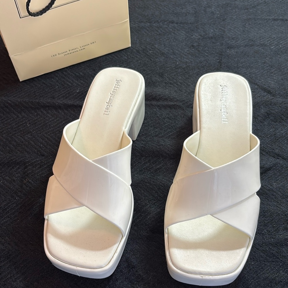 Jeffrey Campbell Jelly White Heels Platform Sandals Square Toe Size 8